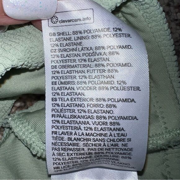 H&M Ribbed Cropped Tank Top Bralette Size 14 Lined Square Neck Pale Green - Picture 5 of 7